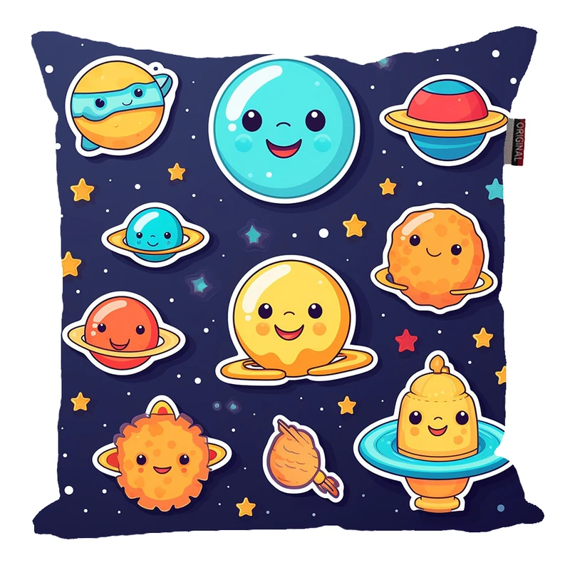 کوسن پاد آفرین مدل فضانورد سیاره منظومه شمسی موشک آدم فضایی کد PK301497 سایز 30*30 سانتی متر