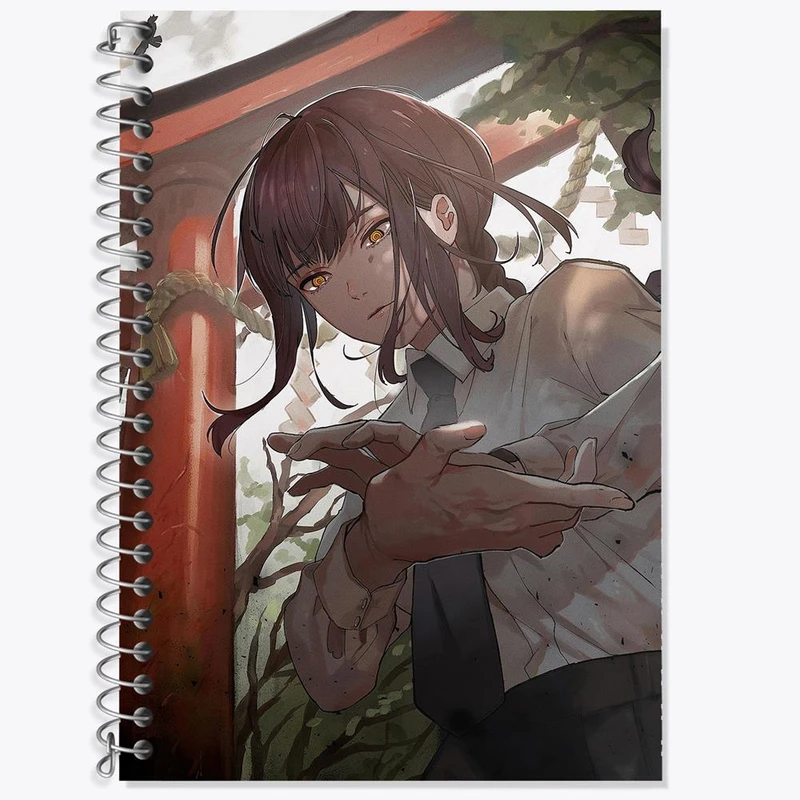 دفتر زبان 50 برگ خندالو مدل دو خط طرح ماکیما انیمه مرد اره ای Chainsaw Man کد 22306