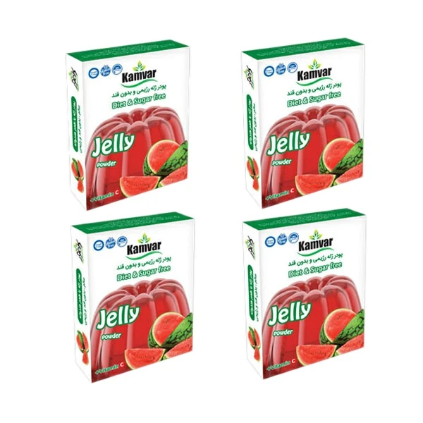 پودر ژله هندوانه بدون قند کامور بسته 4 عددی