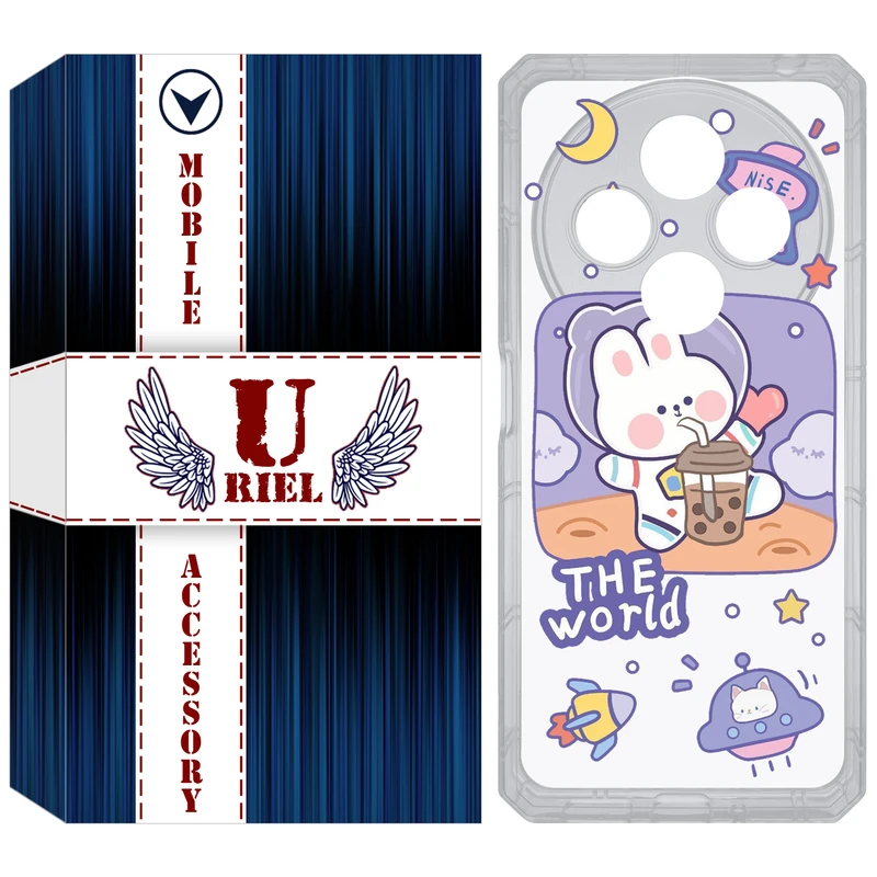 کاور یوریل مدل Clear کد 8 طرح خرگوش فضانورد مناسب برای گوشی موبایل شیائومی Redmi 14C / Poco C75