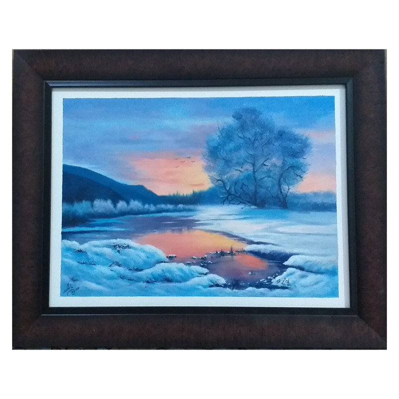 تابلو نقاشی رنگ روغن مدل رودخانه برفی