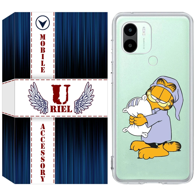 کاور یوریل مدل Clear کد 73 طرح گارفیلد خوابالو مناسب برای گوشی موبایل شیائومی Redmi A1 Plus / A2 Plus