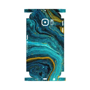 MAHOOT Turquoise marblewith golden streaks-FullSkin Cover Sticker for Samsung Galaxy S6 Edge