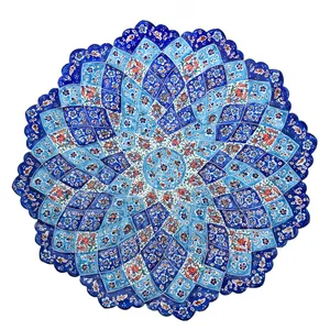 بشقاب مسی میناکاری شده سی دا طرح خطائی استاد شریعت کد 01051 قطر 25 سانتی متر