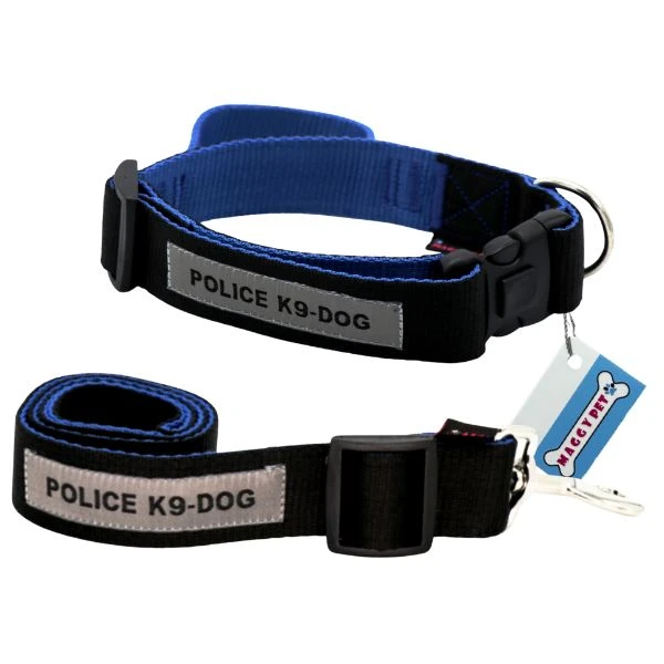 ست بند و قلاده گردنی سگ مگی پت مدل پلیس Xlarge-Police04