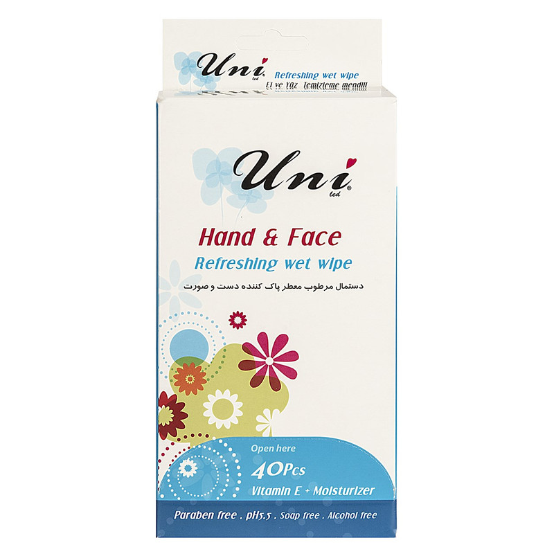 دستمال مرطوب دست و صورت یونی لید مدل Refreshing بسته 40 عددی