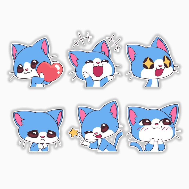 استیکر لپ تاپ و موبایل بووم طرح گربه دوست داشتنی کد MM75 مجموعه 6 عددی