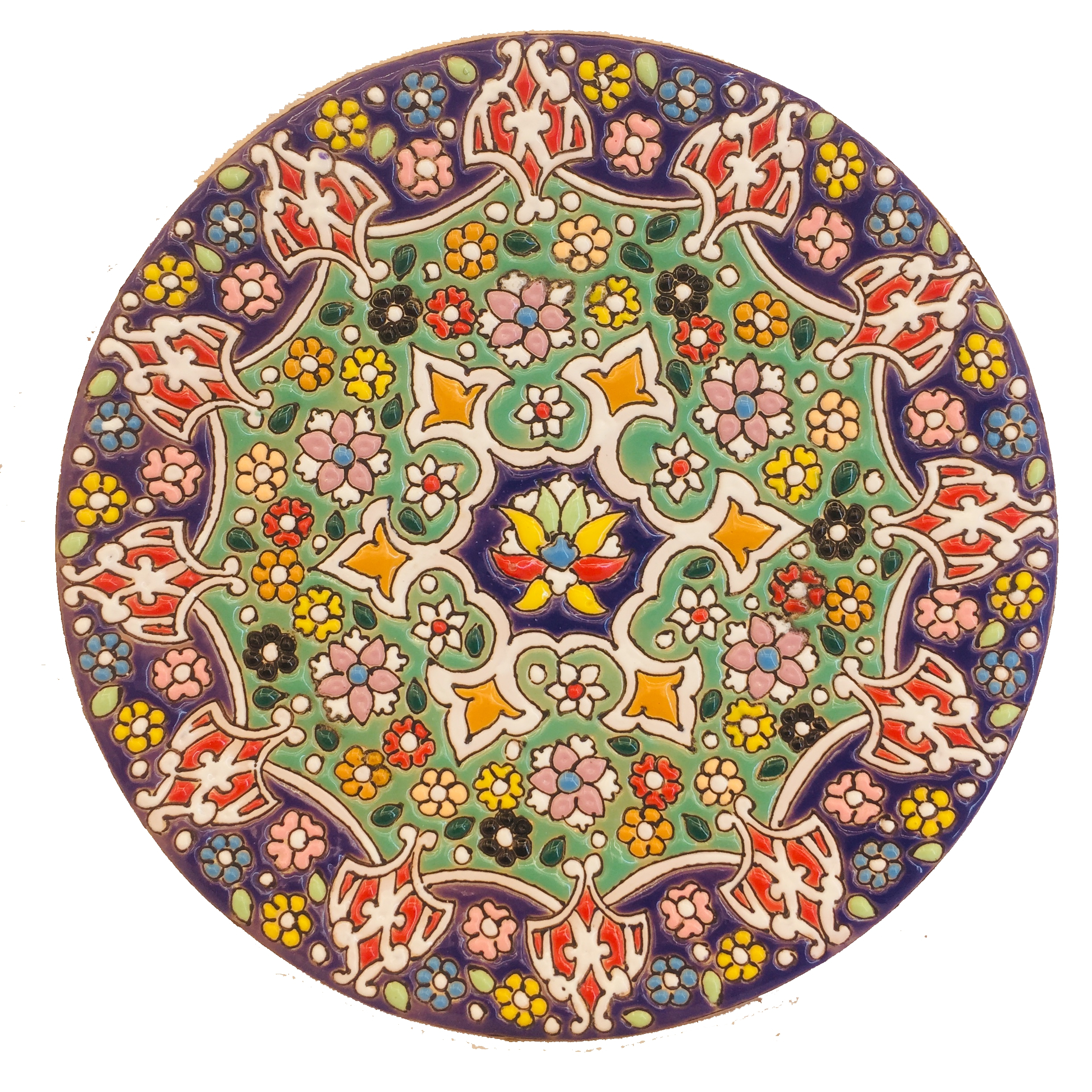 بشقاب میناکاری سفالی زمانیان کد ZMN15019