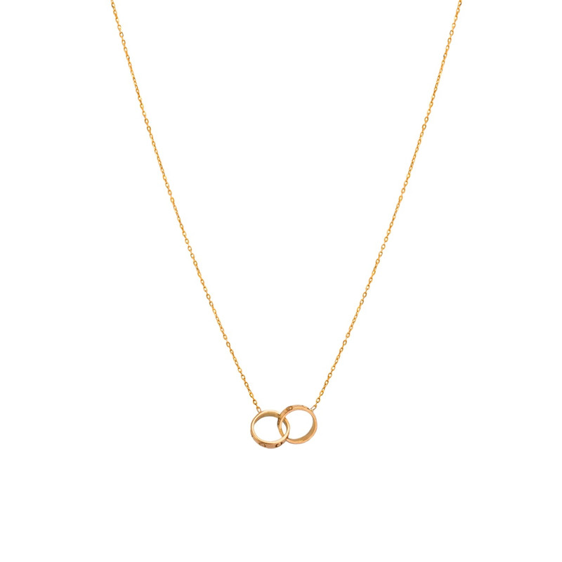 گردنبند طلا 18 عیار زنانه با زنجیر حلقه ای الی گالری مدل دو حلقه کارتیه ظریف