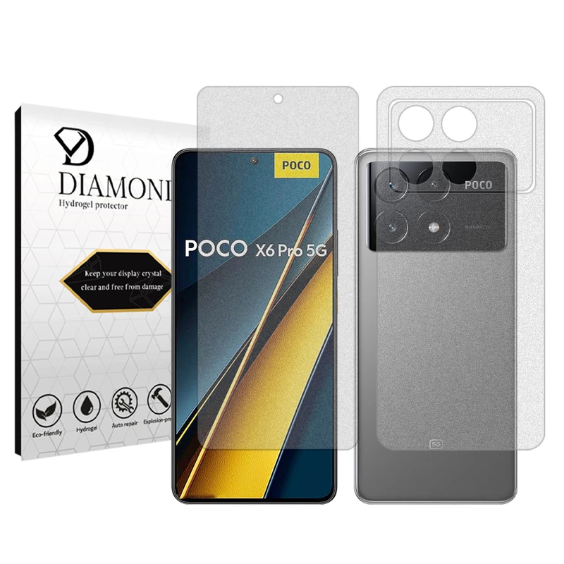 محافظ صفحه نمایش مات دیاموند مدل Tough مناسب برای گوشی موبایل شیائومی Poco X6 Pro به همراه محافظ پشت گوشی