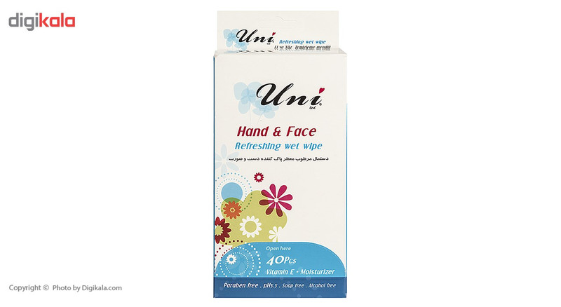 دستمال مرطوب دست و صورت یونی لید مدل Refreshing بسته 40 عددی