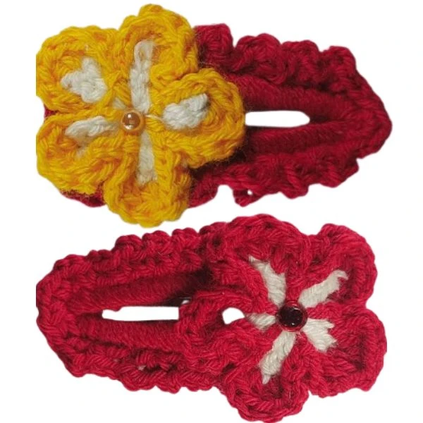 گیره مو زنانه مدل گل برجسته بسته دو عددی