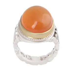 انگشتر نقره مردانه بازرگانی میلادی مدل سنگ عقیق یمانی کهنه رکاب دست ساز کد AM_2531