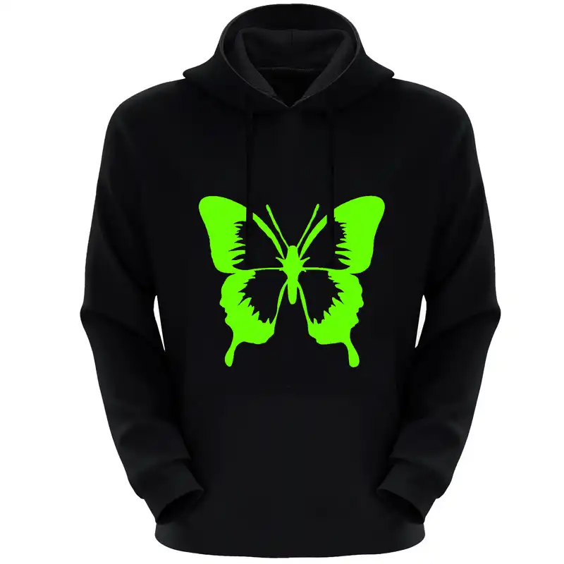 هودی زنانه مدل پروانه E1343 رنگ مشکی