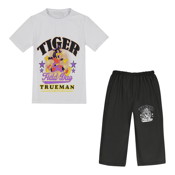ست تی شرت آستین کوتاه و شلوارک پسرانه مدل Tiger رنگ سفید