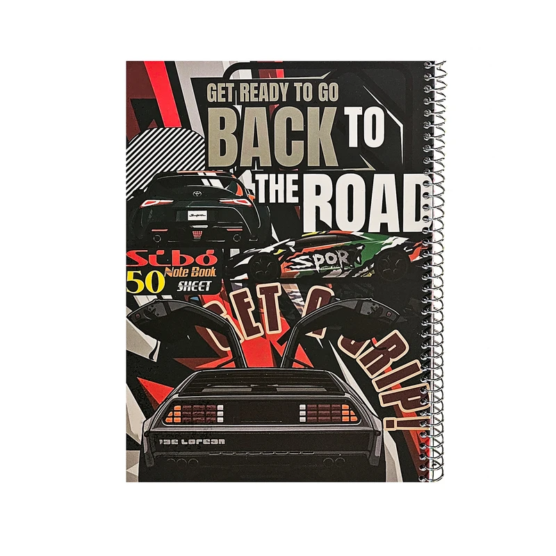 دفتر مشق 50 برگ سیبو مدل ماشین طرح back  to the road کد s3-126