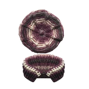 ست کلاه و شال گردن بافتنی بچگانه مدل هرمان رنگ بنفش