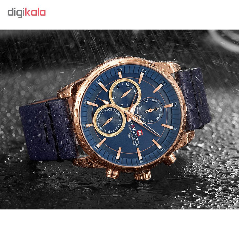 ساعت مچی عقربه ای مردانه نیوی فورس مدل NF9148M / SO -TA به همراه دستمال مخصوص نانو برند کلیر واچ