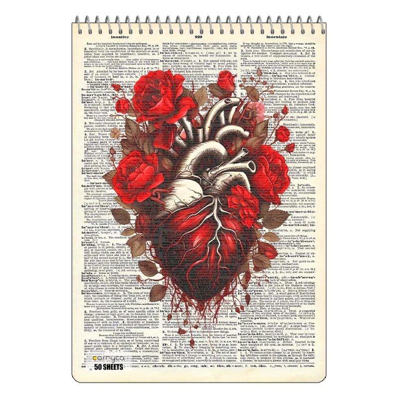 دفتر نقاشی 50 برگ سیمی کارنیکا طرح روزنامه وینتج قلب Vintage Newspaper Heart کد 55727