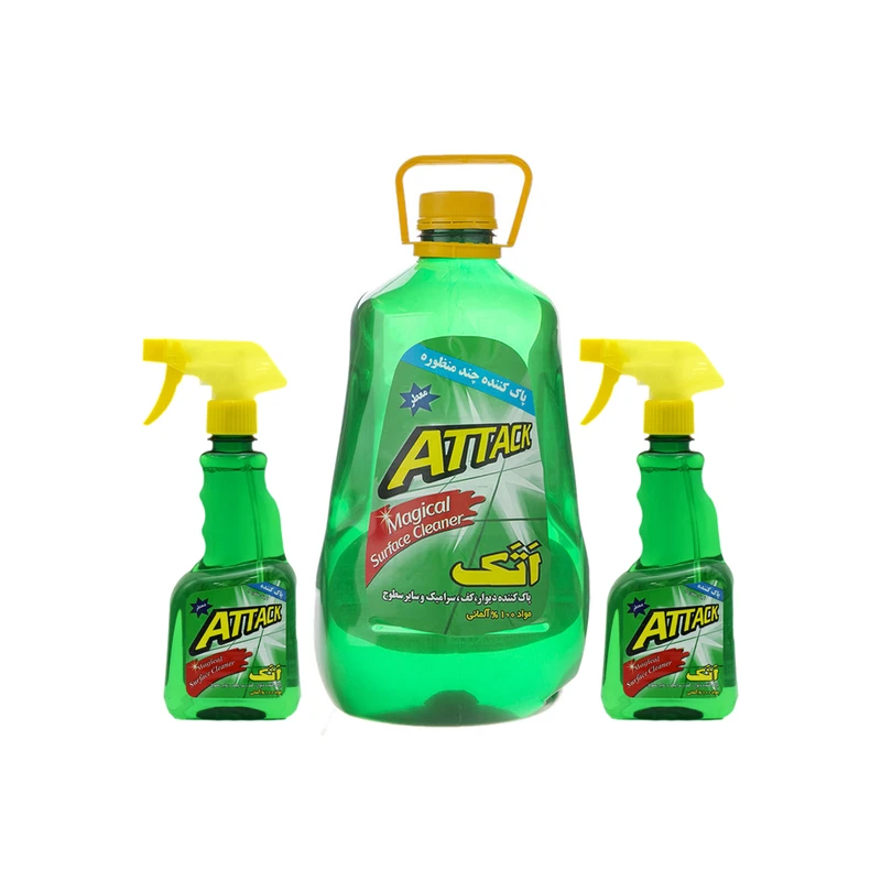 پاک کننده چند منظوره سطوح اتک مدل M-4L حجم 4000 میلی لیتر به همراه اسپری چند منظوره اتک مدل S-750 حجم 750 میلی لیتر بسته 3 عددی