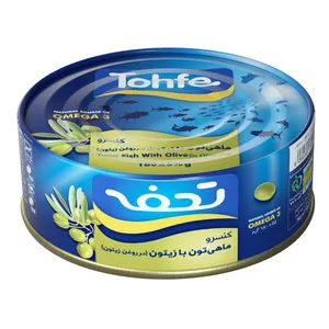 کنسرو ماهی تن با زیتون در روغن زیتون تحفه - 180 گرم