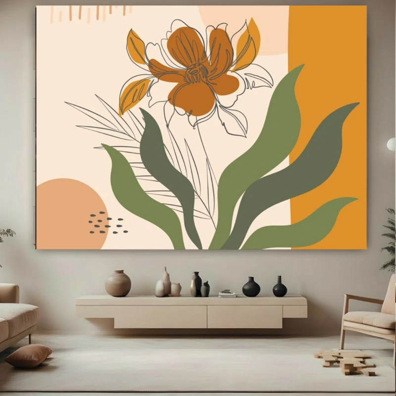 تابلو بوم طرح مخمل نقاشی گل مدل انتزاعی کد FP105925