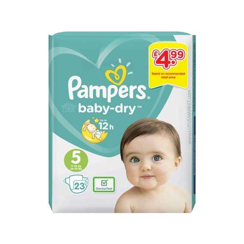 پوشک پمپرز مدل baby-dry کد 5 بسته 23 عددی