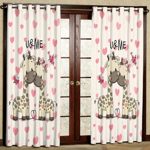 پرده مدل مخمل پانچی طرح زرافه کارتونی کد 4466T2 سایز 200x140 سانتی متر