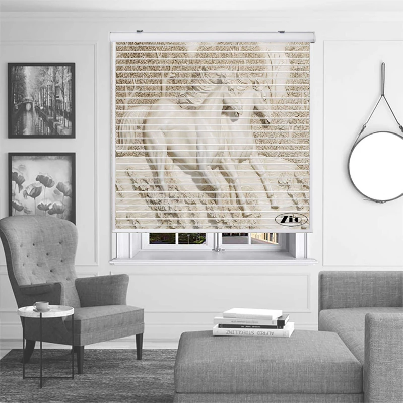 پرده زبرا زیو مدل سیلوئت 3D1458 سایز 150x150 سانتی متر