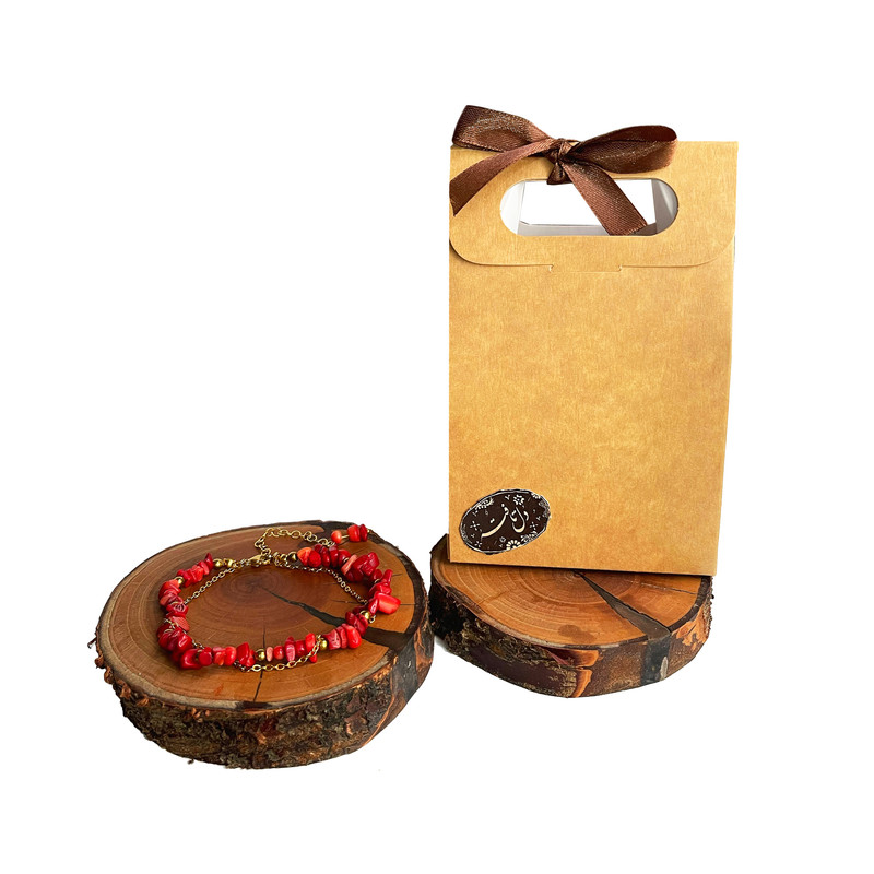 پابند زنانه دل تافته مدل سنگ مرجان کد A34