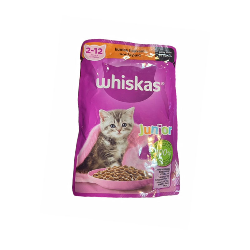 پوچ گربه ویسکاس مدل جونیور طعم مرغ وزن 85 گرم