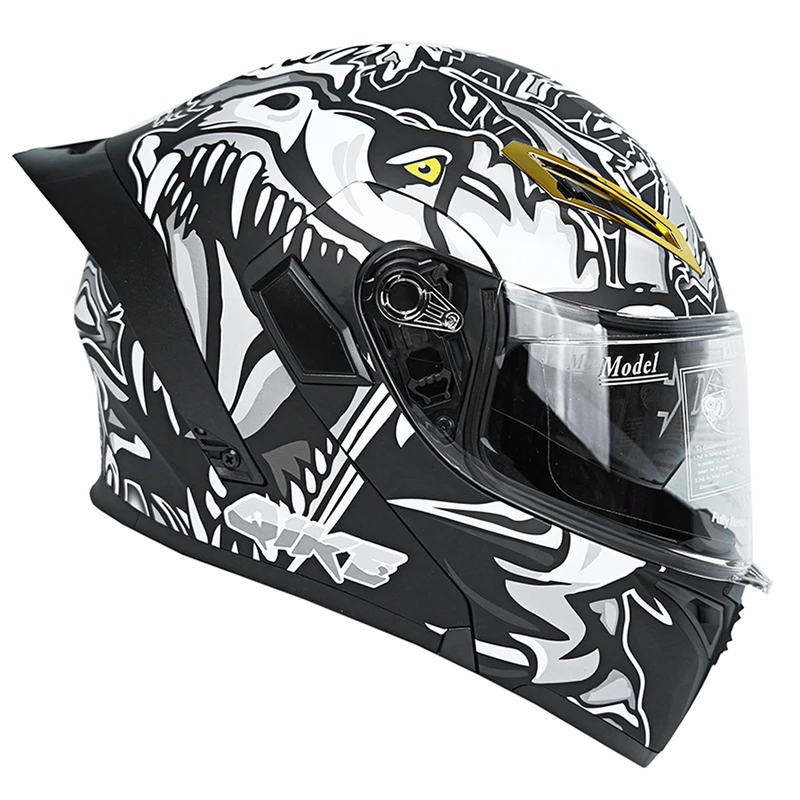 کلاه کاسکت فک متحرک کایک مدل 772 طرح Grey Tyrannosaurus Rex