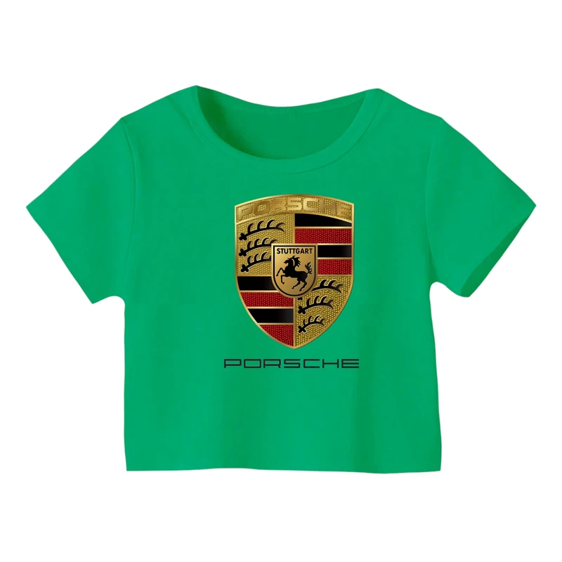 کراپ‌ تی‌شرت آستین کوتاه زنانه مدل لوگو‌ کد 13