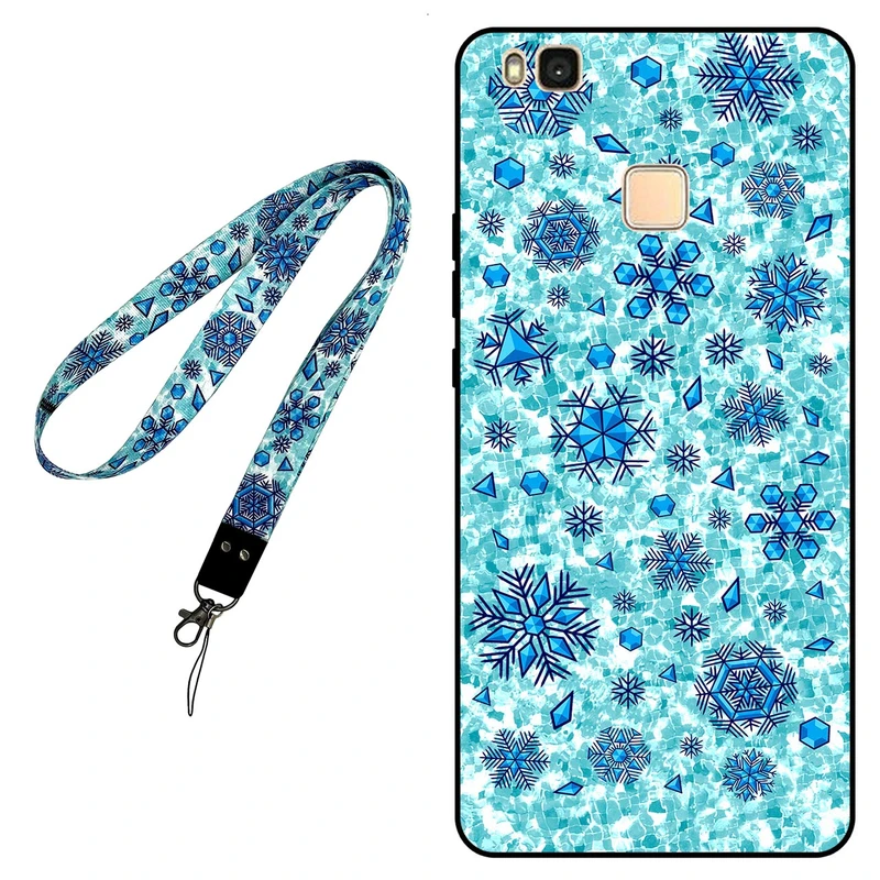 کاور مگافون طرح برف مدل 0014 مناسب برای گوشی موبایل هوآوی P9 Lite به همراه بند گردنی 
