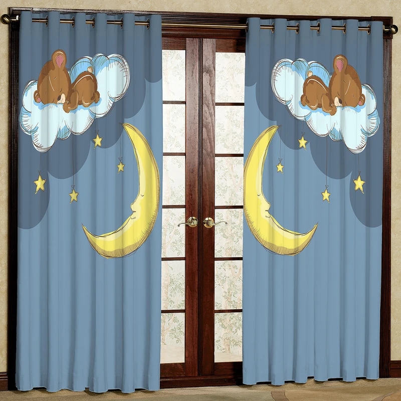 پرده مدل ماه و ستاره  مخمل پانچی کد 1030 سایز 140x280 سانتی متر