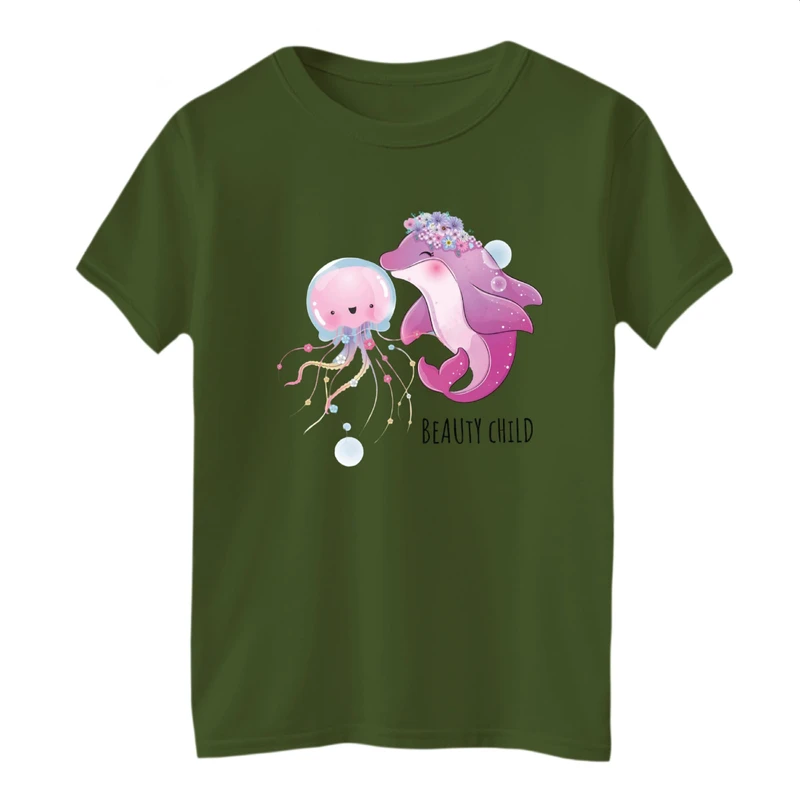 تی شرت آستین کوتاه بچگانه مدل دلفین و اختاپوس