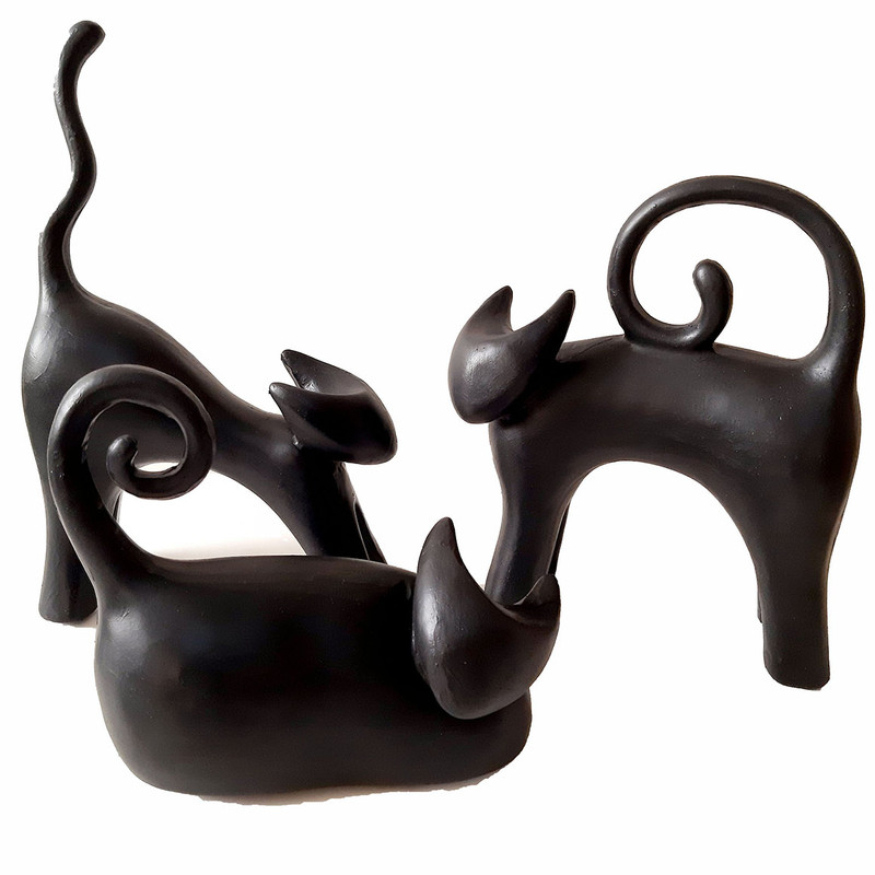 مجسمه گربه سیاه مجموعه 3 عددی