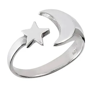 انگشتر زنانه طرح ماه و ستاره کد S113