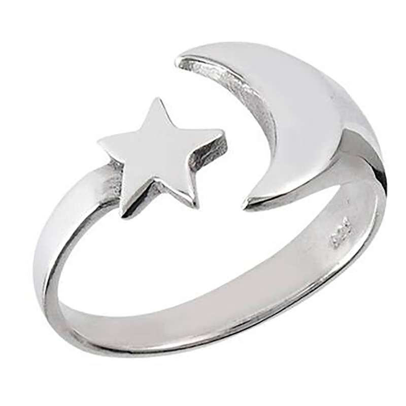 انگشتر زنانه طرح ماه و ستاره کد S113
