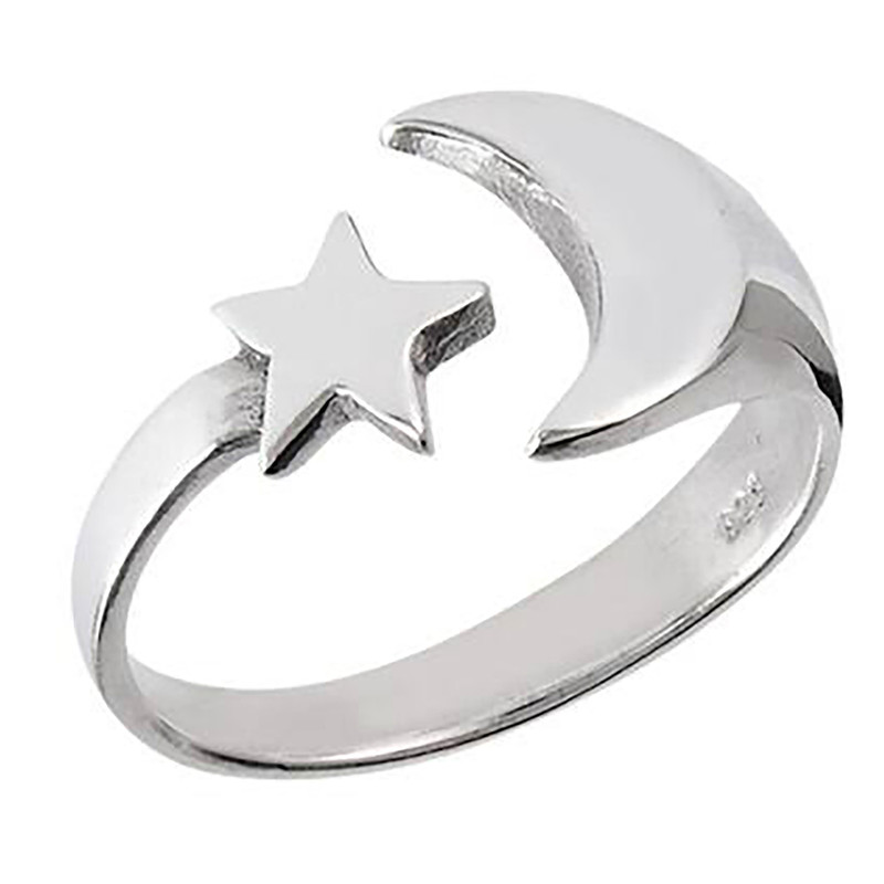 انگشتر زنانه طرح ماه و ستاره کد S113