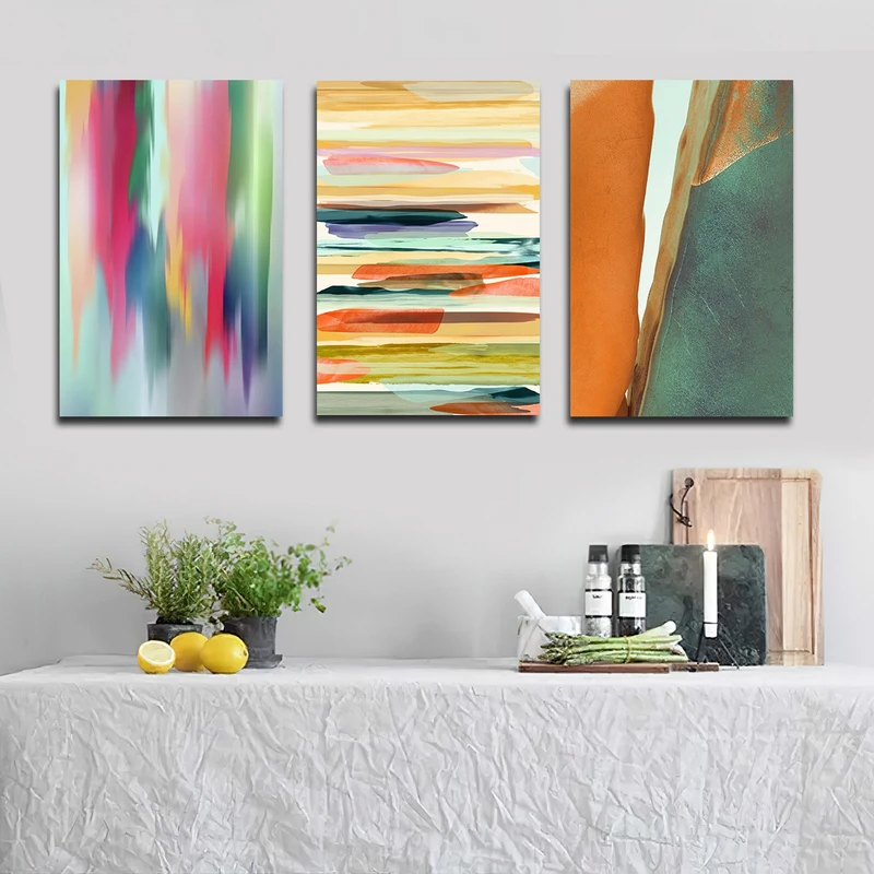 تابلو شاسی بکلیت طرح نقاشی مدرن سبک آبستره مدل SH-1799 مجموعه 3 عددی