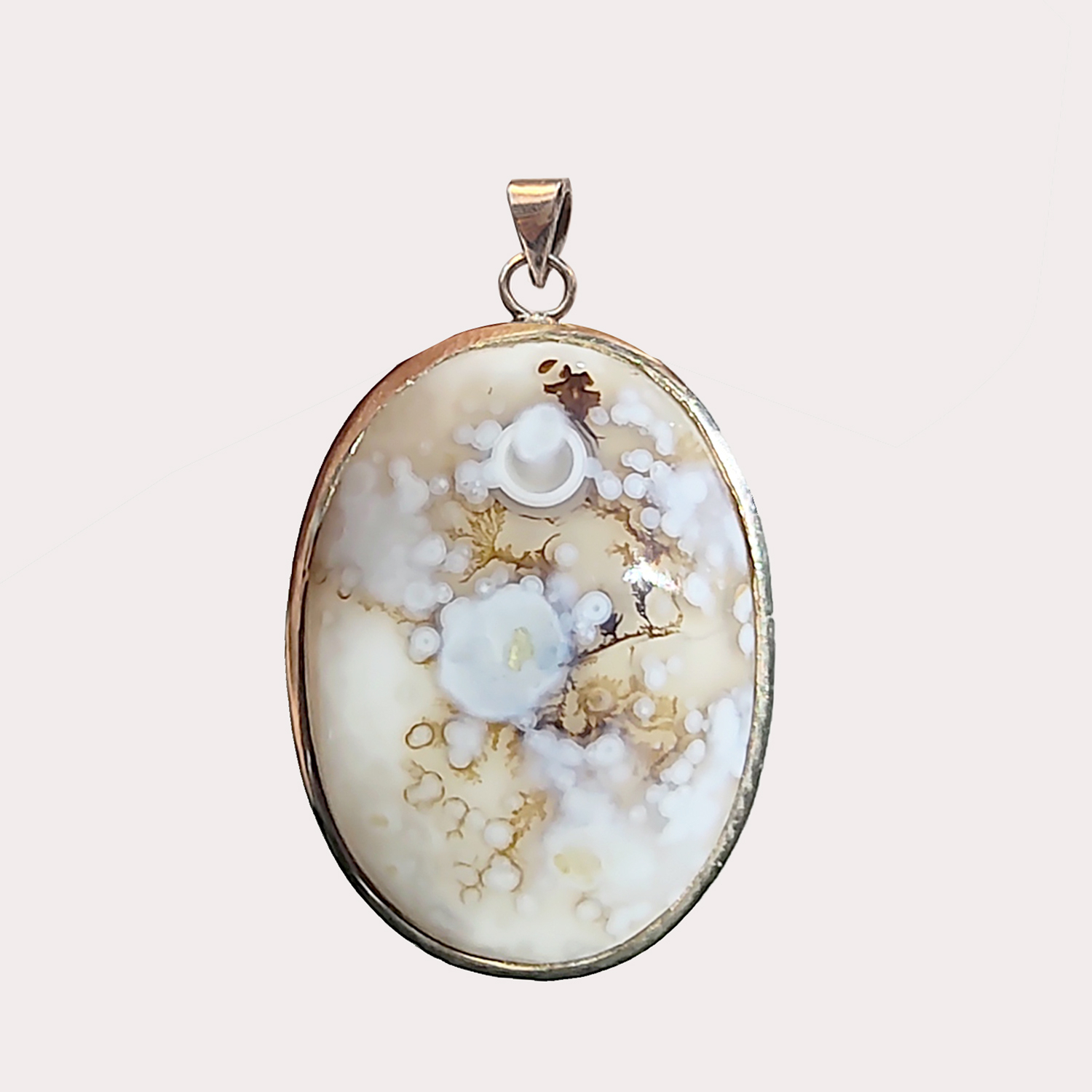 آویز گردنبند نقره مدل عقیق شجر کد M1152