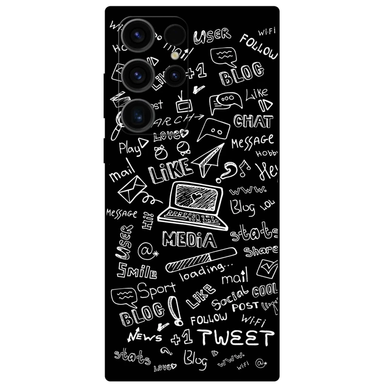 کاور مگافون طرح رسانه های اجتماعی مدل 1898 مناسب برای گوشی موبایل سامسونگ Galaxy S23 Ultra         