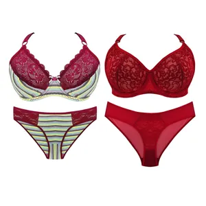 ست شورت و سوتین زنانه مدل دانتل رنگ زرشکی مجموعه 2 عددی