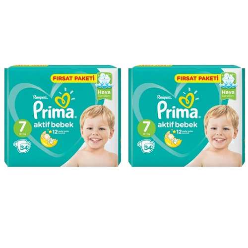 پوشک کودک پریما مدل Aktif bebek سایز 7 بسته 346 عددی مجموعه 2 عددی