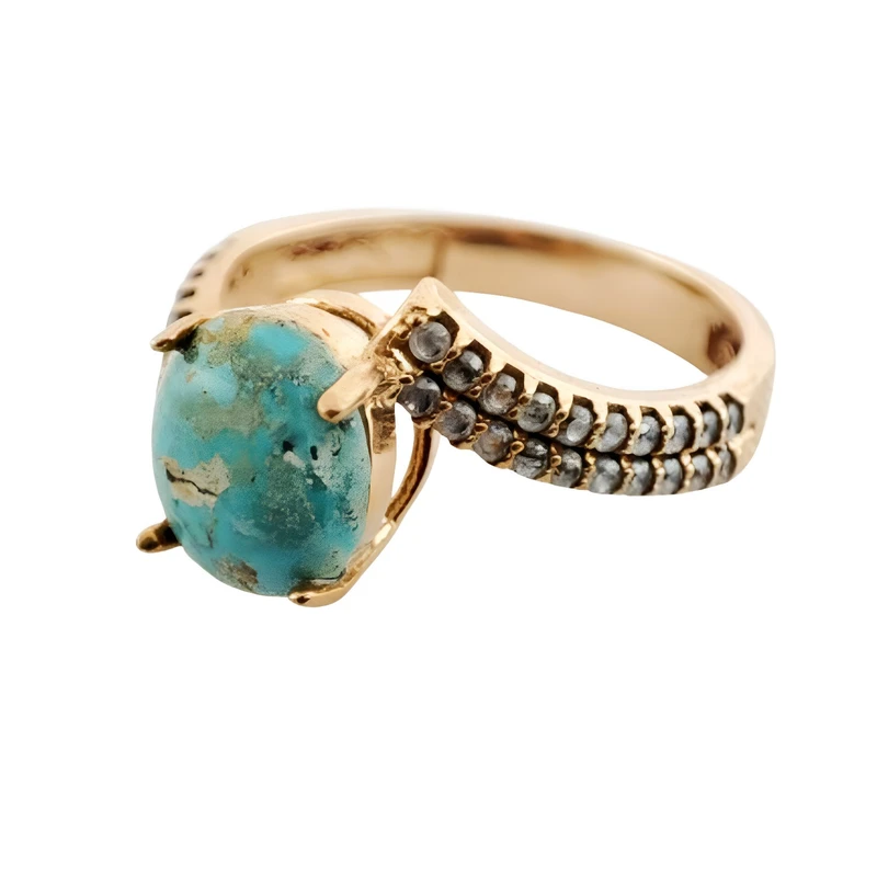 انگشتر زنانه مدل طلا روس فیروزه اصل q035