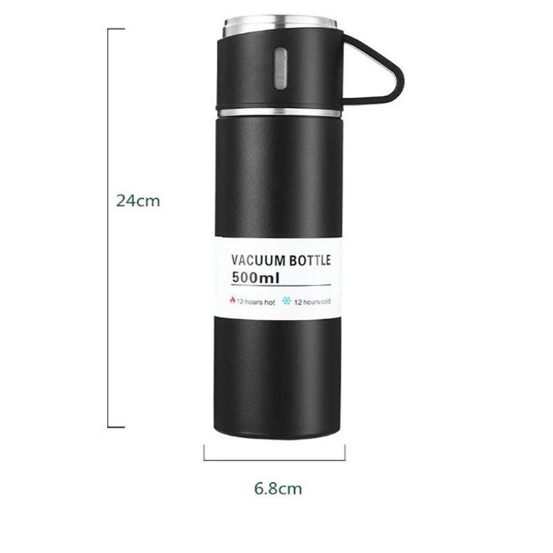 فلاسک مدل کادویی VACUUM FLASK SET گنجایش 0.5 لیتر به همراه لیوان مجموعه 3 عددی
