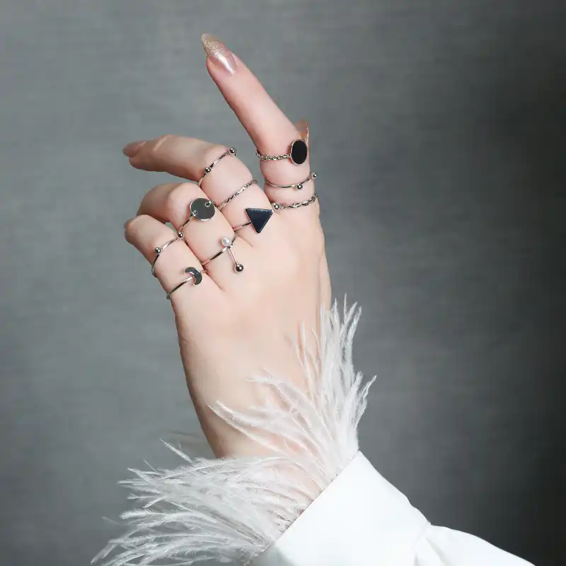 انگشتر زنانه مدل ساده کد 113002629 مجموعه 10 عددی