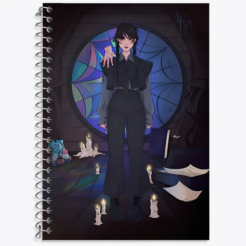 دفتر زبان 50 برگ خندالو مدل دو خط طرح ونزدی (Wednesday)  کد N4588