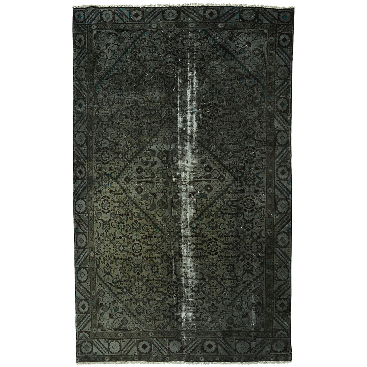 فرش دستبافت رنگ شده سه متری طرح وینتج کد 4553